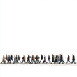 © Techno Stoks - a crowd of people walking in the same direction, transparent white background, png