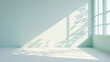 © Sabbir Digital - Minimalist pale mint green room with plant shadows and window sunlight