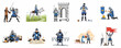 © dewi - Medieval Knight Life and Duties Vector Set: Battles, Horseback Riding, Castle Guarding, Strategy, Fealty, and Daily Adventures.