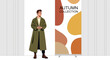 © Nayka - Stylish Man Poses With Autumn Collection Display Banner