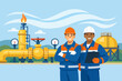 © IJ-studio - Industry workers pipeline crew, natural gas production and oil engineering team