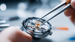 © Bonsales - Hands carefully adjusting the intricate balance wheel of an open mechanical watch movement, symbolizing expertise and luxury