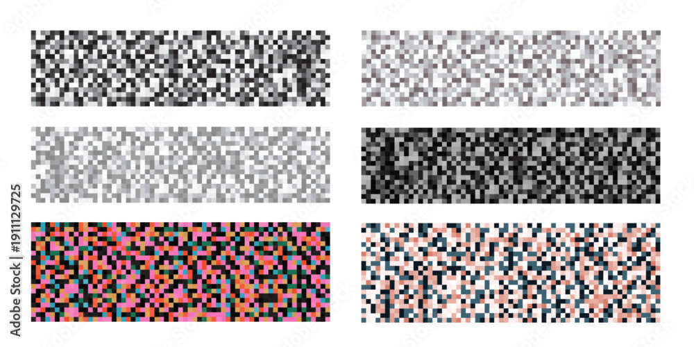 Set of censor blur horizontal pixel mosaic effect. Colored background ...