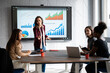 © Zoran Jesic - Businesswoman leading a presentation with financial growth charts