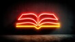© Ansar - Neon book symbol glowing bright red and yellow, radiant glowing education icon, classic illuminated literature symbol, vibrant neon reading art
