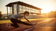 © fashiha - Woman stretching hamstrings after long run on track, gigapixel standard v2 4x