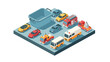 © markusmiller - Diverse isometric vehicle collection with toy bucket on display