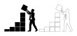 © MDTUHIN - Businessman stacking blocks to build a career or project with determination