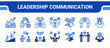 © Jefri - Leadership Communication Icon Collection,  featuring Leadership, Communication, Negotiation, Decision making, Vision, Respect, Confidence.