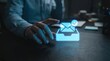 © R Studio - email, inbox, digital communication, message, checkmark, technology, business professional reaching for a glowing holographic notification icon representing successful email management