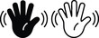 © naeem - Modern Gestural Pictograms for Friendly Communication, Minimalist Waving Palm Symbols Representing 'Hello' or 'Goodbye', vector, illustration, silhouette.