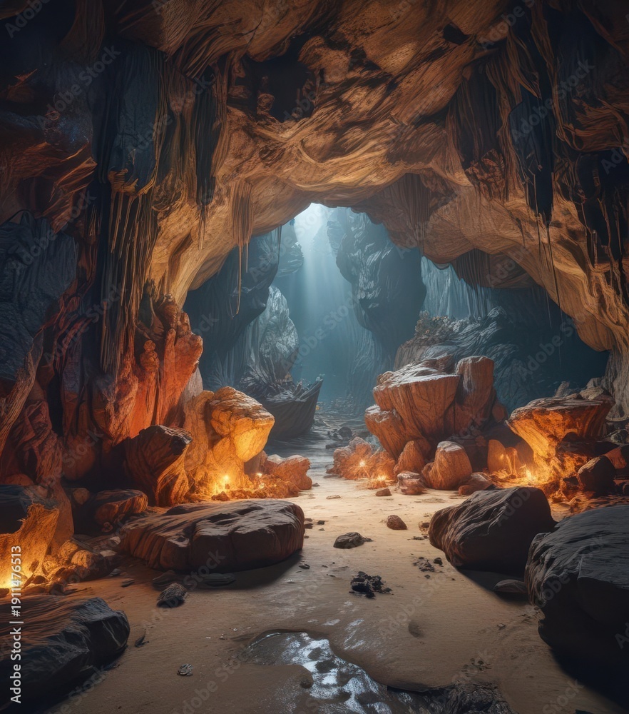Ancient limestone karst formations in Mua Cave, cave, formation の Stock ...
