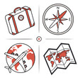 ©  MST RABEYA  BEGUM - Travel icons with a compass and a map indicating forbidden and allowed paths Vector