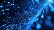 © Robbie - Digital data stream binary code light particles on dark blue background, abstract futuristic technology high quality design