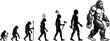© Hey this is Tazim - Human evolution silhouette sequence, primate to caveman to modern man and bigfoot illustration isolated on white background