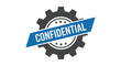 © Wazeeran - Seal graphic featuring a blue banner marked confidential overlaid on a dark gear mechanism