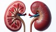 © Viktor - Realistic human kidney anatomy. One kidney shows healthy internal structure. Other kidney illustrates disease or damage. Medical illustration of organ comparison for health education.