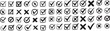 © Toma Rani Bormon - Cross box x check mark checkbox v list vector draw hand drawn sketch doodle brush marker checklist symbol wrong right circle