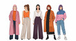 © Kang - Five diverse women showcasing various modern fashion styles and casual outfits in a vibrant illustration.