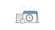 © MinixT - Line art concept of data retention policy or a scheduled database backup with a calendar, clock, and database symbol.