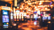 © Julia Zarubina - Luxury casino hall, blurred bokeh background, Las Vegas, poker room, gambling house, slot machines, defocused backdrop, lights