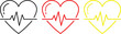 © Sumi - Three stylized heart with electrocardiogram lines in black red and yellow heart electrocardiogram