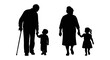 © pixostudio - Silhouette of two sets of grandparents holding hands with grandchildren walking together