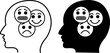 © Yuliia - Emotional Icons. Line and Glyph Vector Icons. Human Head and Smiley Faces. Funny, Sad, and Scared. Mental Health and Psychology