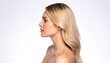 © birth7 - Side profile studio portrait of blonde woman with smooth hair and refined elegant look