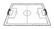 © Rahmanart - A slow-motion overhead view of a soccer field with detailed markings and goals on a plain white background