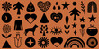 © Kabita - Collection of minimalist black symbols and shapes on a terracotta background