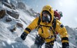 © vectorizer88 - Climber Battling Extreme Weather While Ascending a Snowy Mountain Terrain