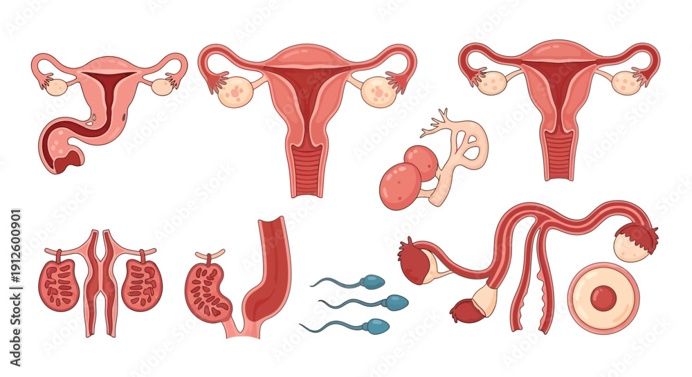 Comprehensive Medical Illustration Set of the Female Reproductive ...