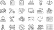 © Its World - Set of twenty four outline engineering icons featuring construction robotics manufacturing and maintenance symbols for industrial and technical design projects.