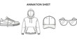 © Siapa - Fashion Accessories Animation Sheet: Sneaker, Hoodie, Cap, Sunglasses