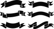 © MdMajnur - Vintage hand drawn black ribbon banner collection vector set, antique blank scrolls for decorative text design