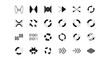 © Jajat - black and white vector icons and abstract symbols representing concepts of direction process data technology and user interface elements.