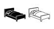 © TUL - Two beds with people sleeping on them, one with a headboard and one without Vector