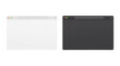 © khawar - Two minimalist web browser windows, one light gray and one charcoal black, displaying empty content areas for UI design templates. isolated PNG with Transparent Background