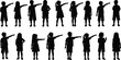 © Saya Stock - Children pointing standing and gesturing silhouette collection in black vector illustration isolated on light background for education and behavior concepts