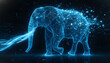 © jeewantha - Glowing neon elephant silhouette against dark background viewed from side