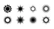 © Begum - Black and white graphic of eight sunburst or starburst designs
