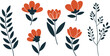 © silveya - Vibrant spring seamless floral pattern featuring red tulips and orange blossoms with green leaves in a vector nature design for garden themed wallpaper and elegant home decor illustration