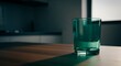 © Galuh - Refreshing glass of water on a wooden table in a modern kitchen setting