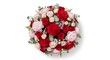 © Raifa - Elegant bouquet of mixed red and pink roses with greenery accents for special occasions