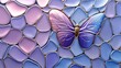© ELY - Butterfly on Mosaic Background with Soft Purple and Blue Tones