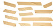 © GraphixEra - Collection of torn beige masking tape strips with realistic texture, isolated on white background, versatile graphic elements