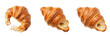 © wrak - Set and collection of fresh golden brown buttery croissants and flaky French pastry isolated on white transparent PNG background