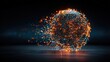 © Nora - Abstract digital sphere exploding with glowing particles on dark background