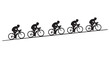 © Mostafizur - Four silhouettes of cyclists riding bicycles uphill in a row on Transparent Background, showcasing motion and effort.